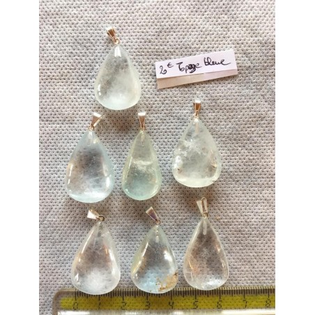 Topaze bleue pendentif goutte argent