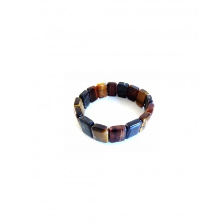 Bracelet homme 10 mm pierres : oeil de tigre taureau faucon, onyx au choix
