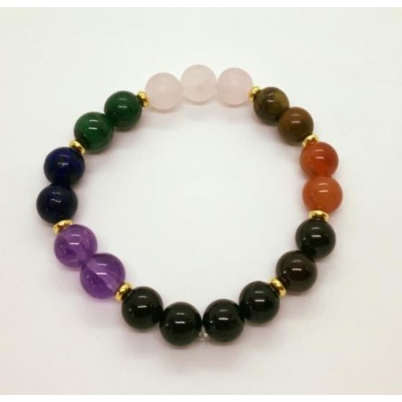 bracelet 7 chakras tourmaline haute qualité rondelles 4mm