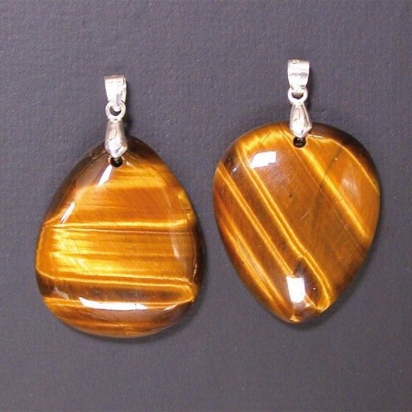 pendentif oeil de tigre goutte et argent