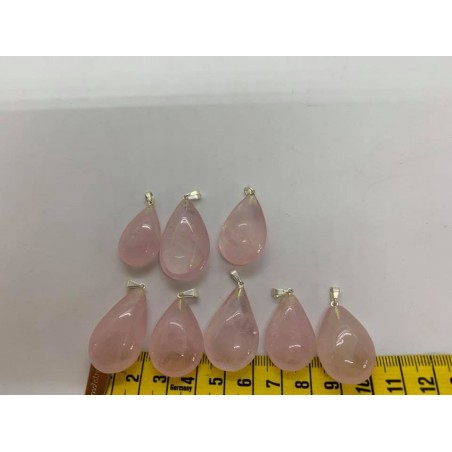 Quartz rose pendentif goutte et argent