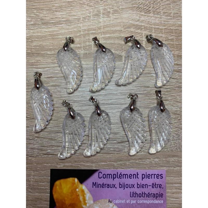 Pendentif Cristal de roche aile d'ange