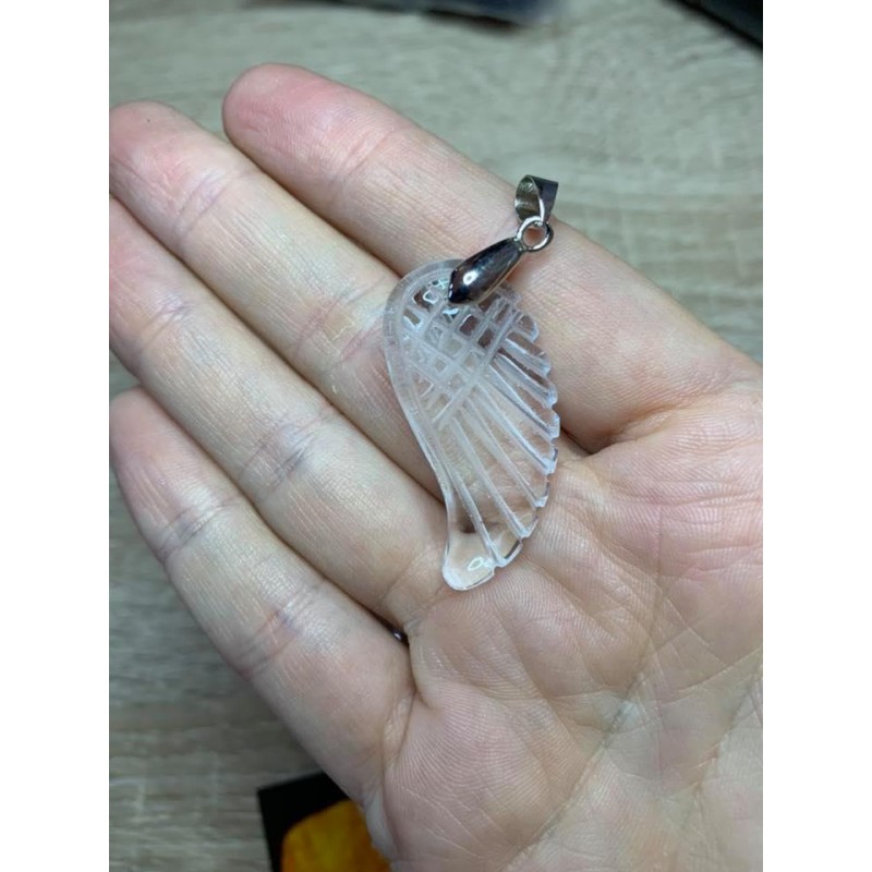 Pendentif Cristal de roche aile d'ange