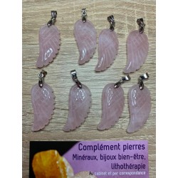 Pendentif quartz rose aile d'ange 2