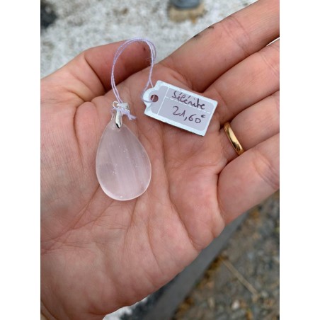 sélénite pendentif goutte