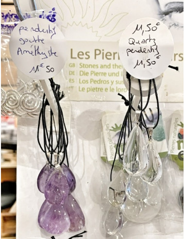 Pendentif améthyste goutte et argent