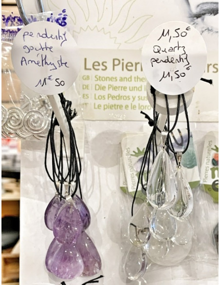 Pendentif améthyste goutte et argent