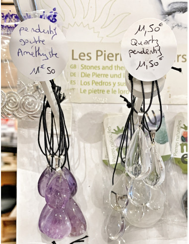 Pendentif Cristal de roche goutte