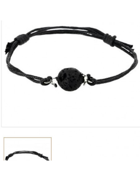Bracelet pierre de lave et cordon coulissant