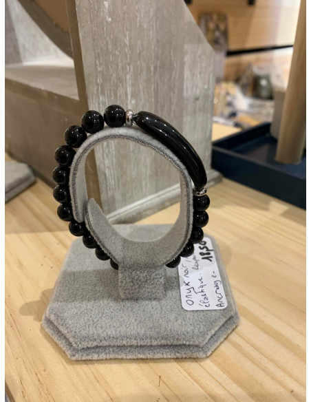 Bracelet Gourmette onyx noir