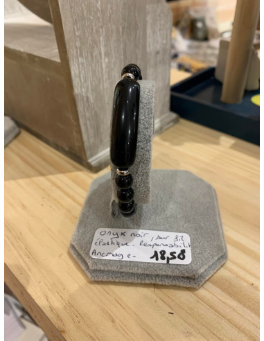 Bracelet Gourmette onyx noir