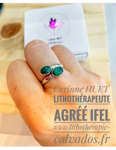 bague réglable Argent DUO et pierres naturelles