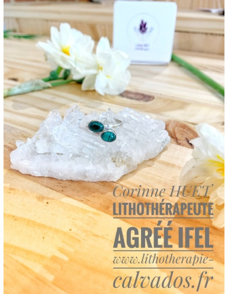 bague réglable Argent DUO et pierres naturelles