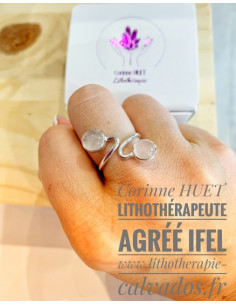 Bague argent réglable spirale quartz rose