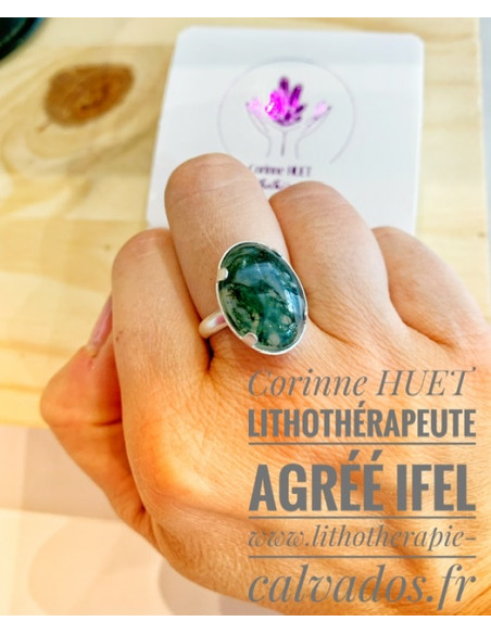 bagues réglables Argent et pierres naturelles cabochon ovale