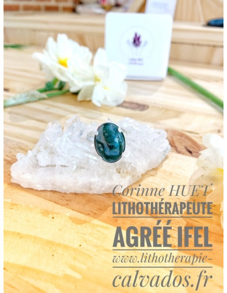 bague argent agate mousse