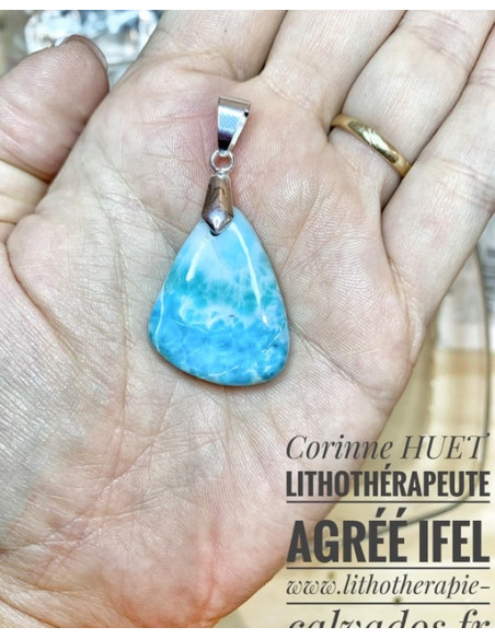 pendentif larimar cabochon percé