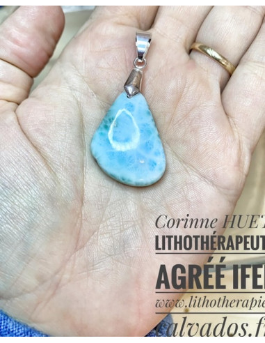 pendentif larimar cabochon percé