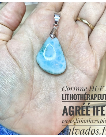 pendentif larimar cabochon percé