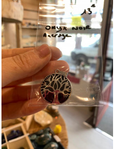 Pendentif arbre de vie et onyx noir