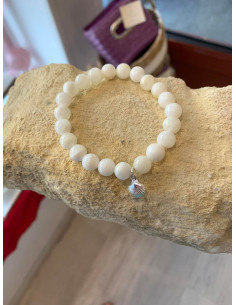 Bracelet nacre et breloque argent coquillage