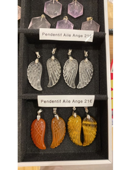 Pendentif aile d'ange pierres naturelles