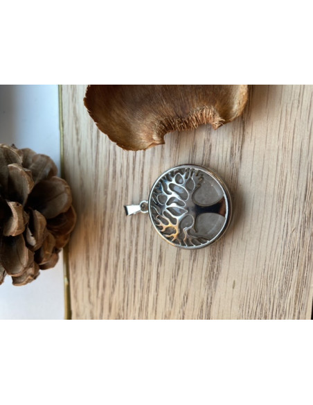 Pendentif arbre de vie et cristal de roche