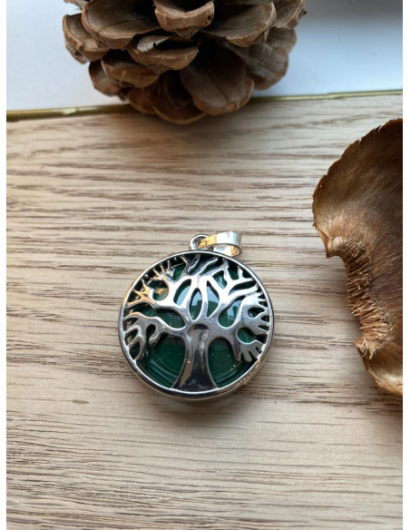 Pendentif arbre de vie et malachite