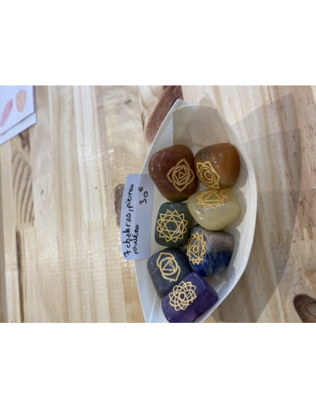 Set 7 pierres 7 chakras roulées sanskrits