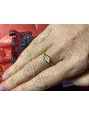 bague réglable plaqué or et pierres naturelles EYE