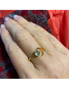 bague réglable plaqué or et pierres naturelles MOON