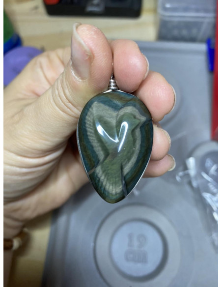 Pendentif Obsidienne Oeil Céleste Colombe