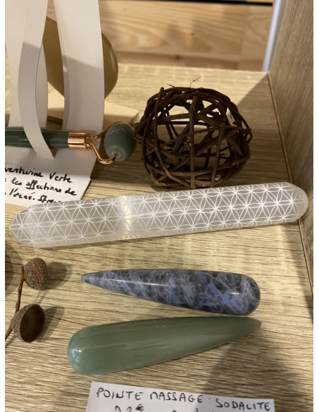 sélénite blanche baton massage