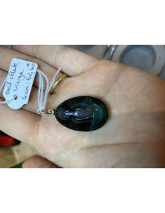 Pendentif obsidienne oeil céleste  vierge qualité extra sup
