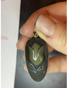 Pendentif Obsidienne Oeil Céleste Fleur