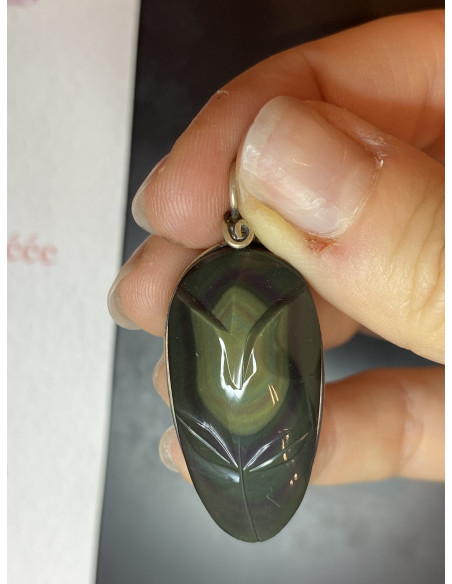 Pendentif Obsidienne Oeil Céleste Fleur