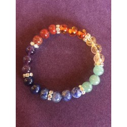 bracelet 7 chakras véritable et strass