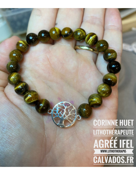 Bracelet pierres naturelles et arbre de vie argent 925