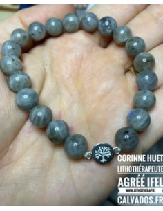 Bracelet Labradorite et insert arbre de vie argent plein