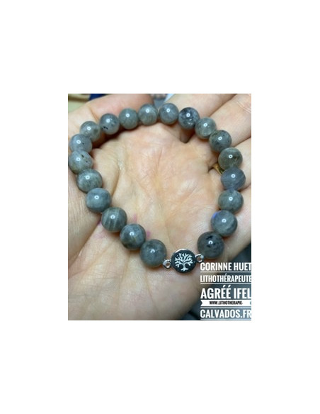 Bracelet Labradorite et insert arbre de vie argent plein Bracelet Labradorite et insert arbre de vie argent plein
