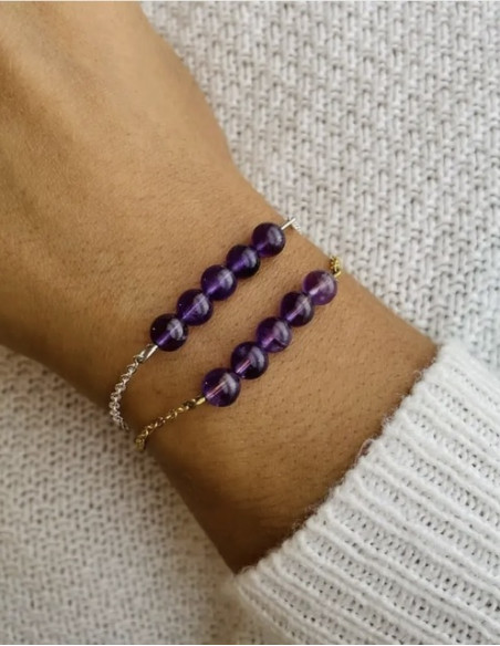 Bracelet 5 pierres naturelles doré