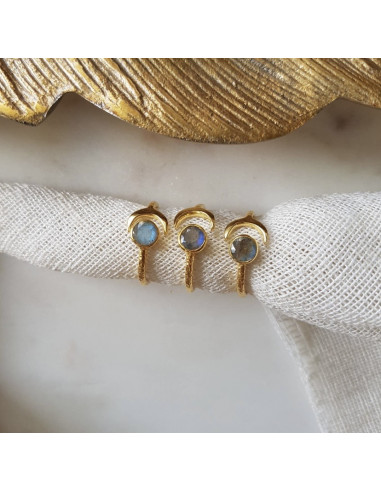 bague réglable plaqué or et pierres naturelles...