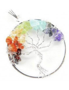 PENDENTIF ARGENT PIERRES 7 CHAKRAS ARBRE DE VIE 2