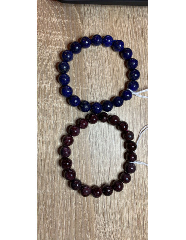 Bracelet lapis-lazuli 10mm ou grenat