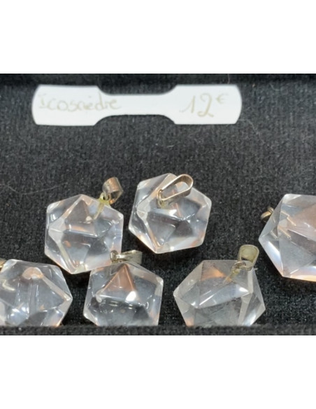 Pendentif icosaèdre cristal de roche