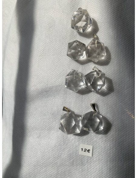 Pendentif icosaèdre cristal de roche