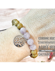 Bracelet Apaisement jaspe bois et kunzite