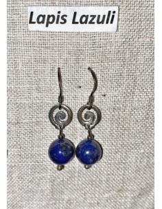 Boucles d'oreilles de pierres naturelles argent Spirale