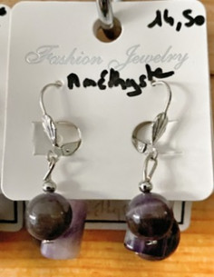Boucles d'oreilles de pierres naturelles acier rond 2
