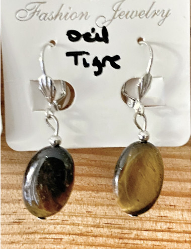 Boucles d'oreilles de pierres naturelles acier...